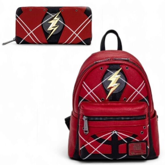 Loungefly DC Comics Justice League The Flash Costume Mini Backpack and Wallet - Picture 1 of 16